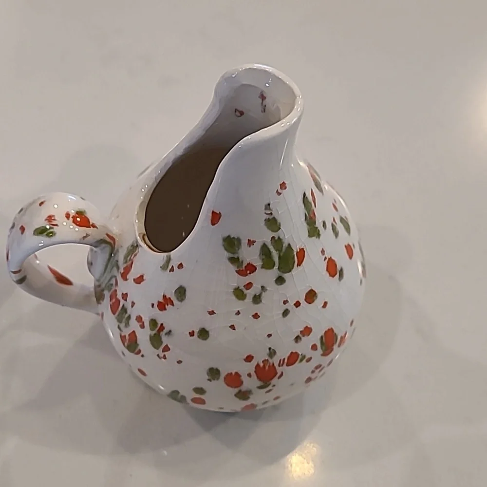 Floral White and Red Ceramic Vase Set